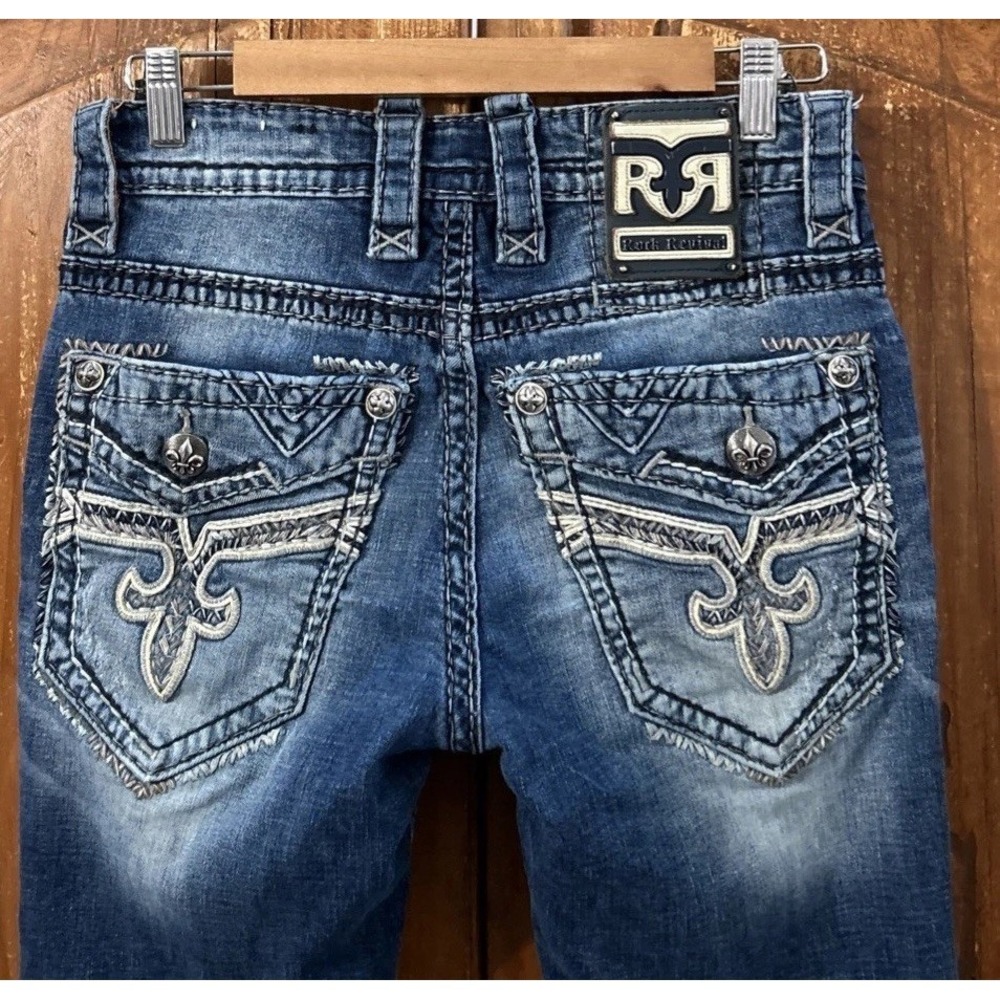 Rock Revival Charlot Slim Boot Cut‎ Heavy Denim Embellished Sz 28